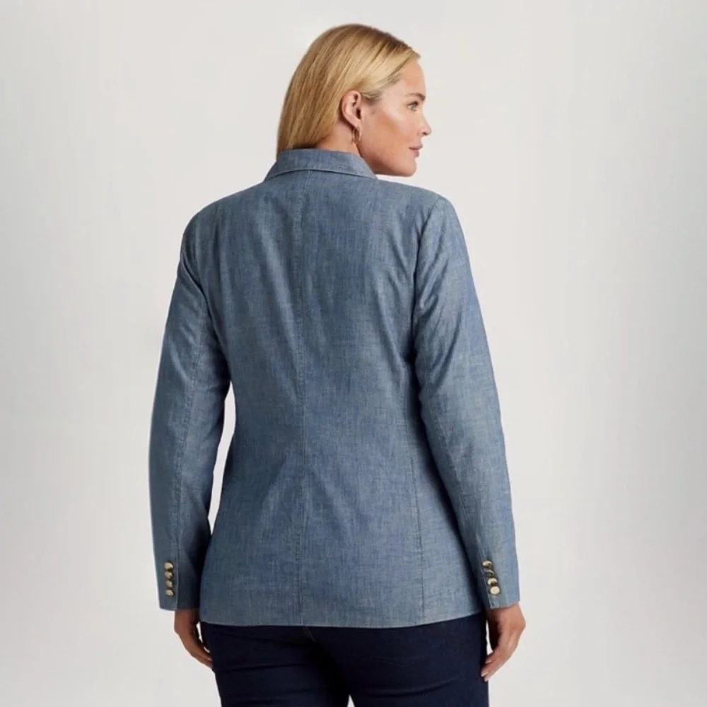 LAUREN RALPH LAUREN Women's Double-Breasted Chambray Blazer